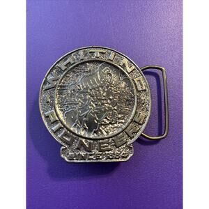 MCM TH13119 VINTAGE 1970s WHITING PIONEERS SINCE 1884 BRASSTONE BELT BUCKLE